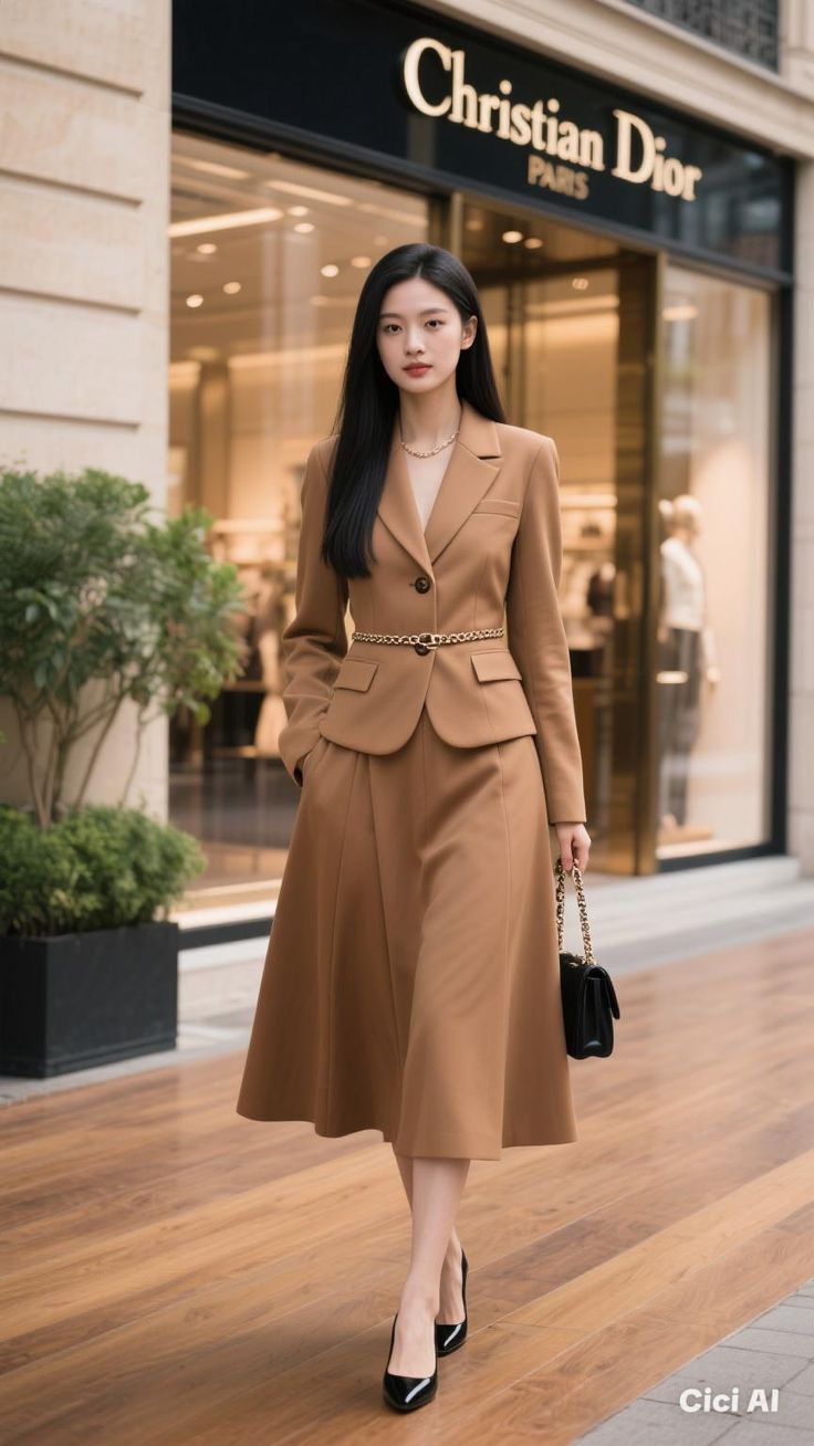 Women’s Elegant Blazer & Midi Skirt Co-Ord Set for Office Wear